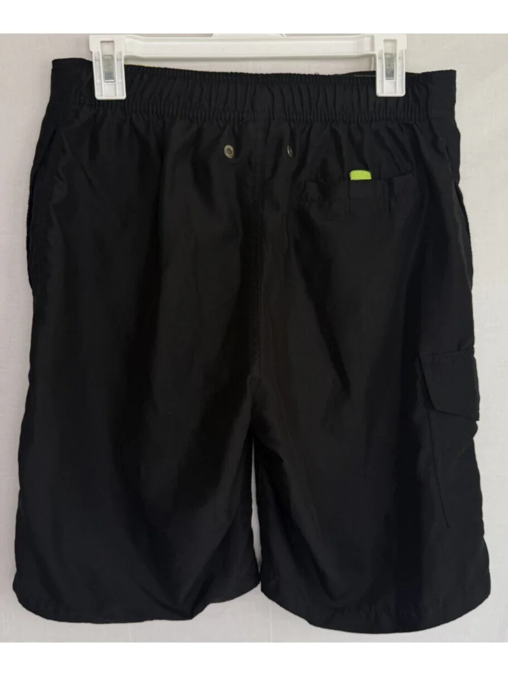 Calvin Klein Mens Shorts Size S Black Cargo Swim Trunks Board Green Mesh